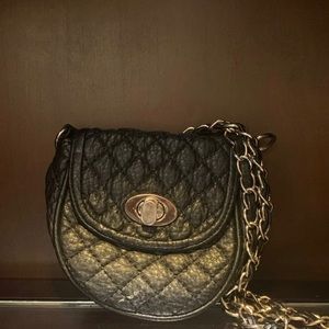 Black and gold mini crossbody bag